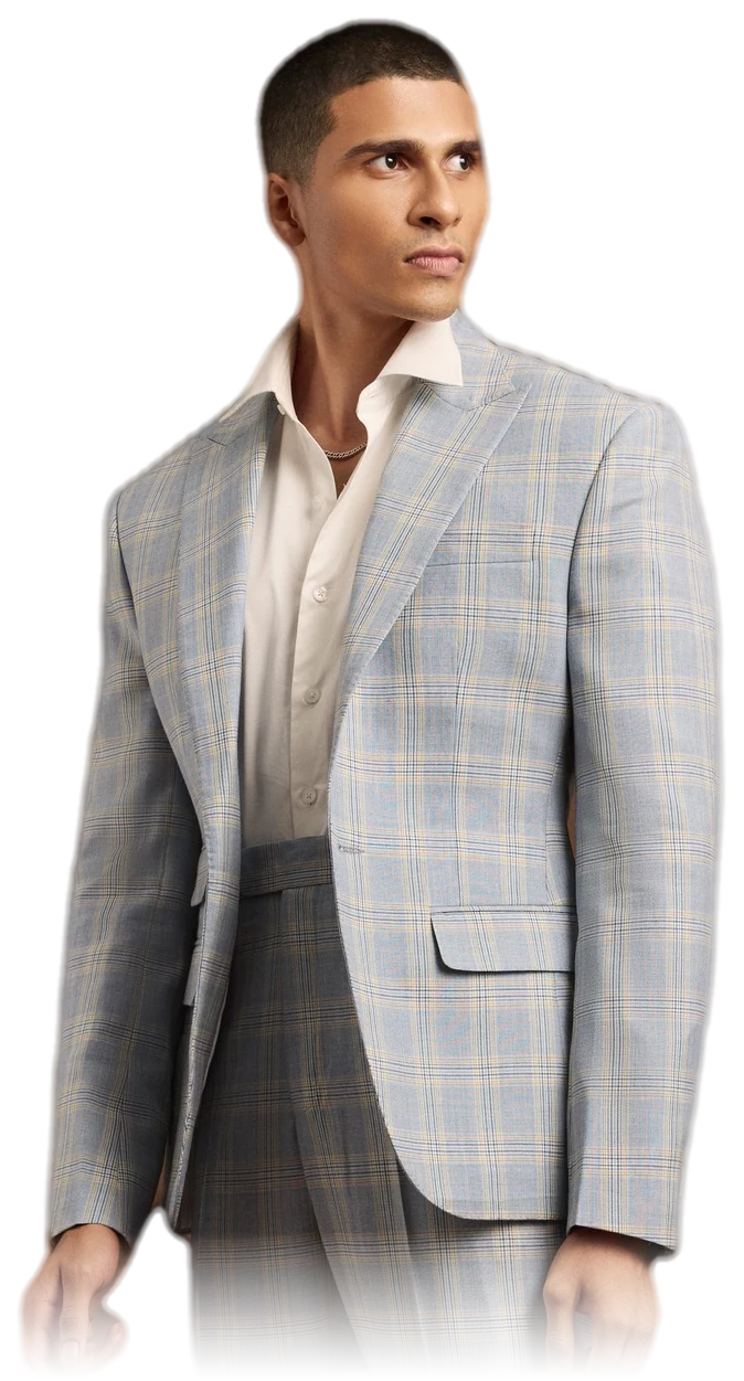 Jacket — Single-breasted, grey windowpane