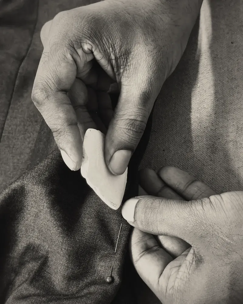 Chalk on cloth at the RAJASAB workshop