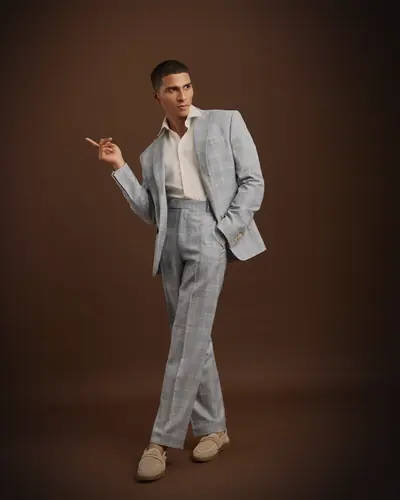 The windowpane jacket, worn