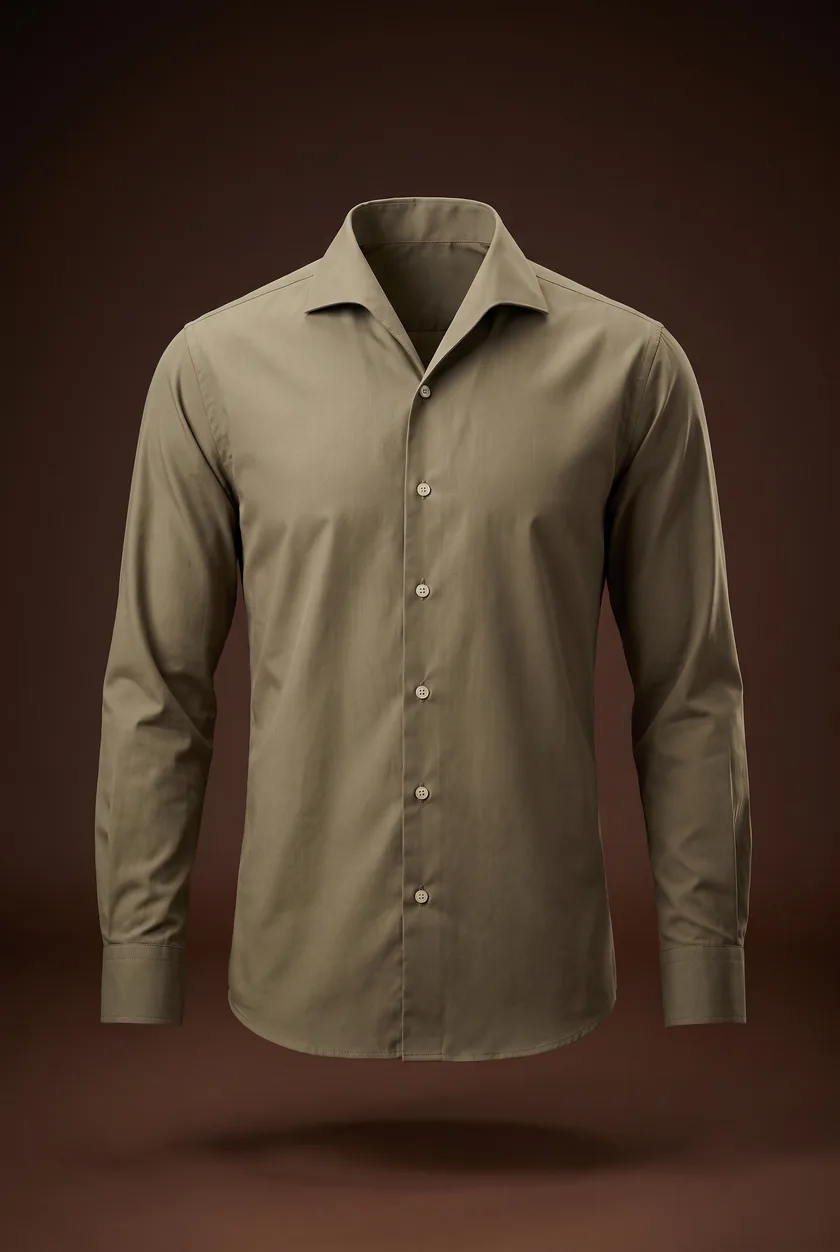 Bergerac Shirt, olive, soft collar
