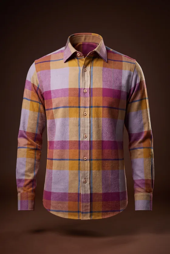 Caesar Shirt, patchwork check, spread collar