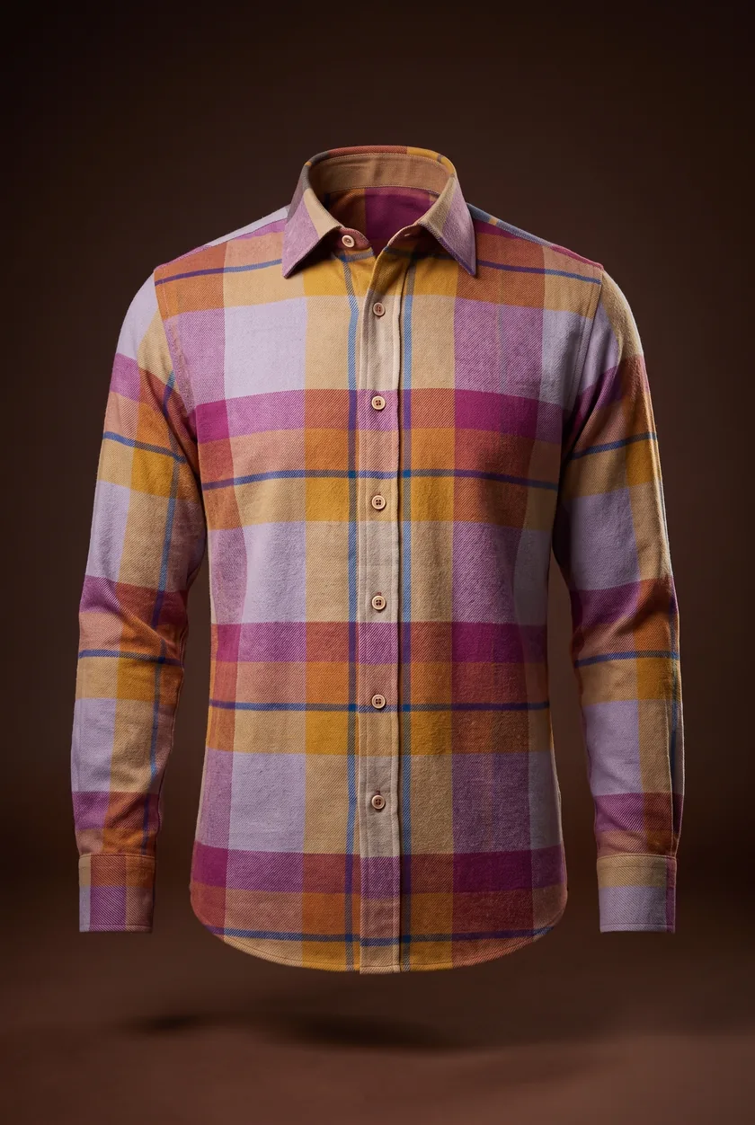 Caesar Shirt, patchwork check, spread collar