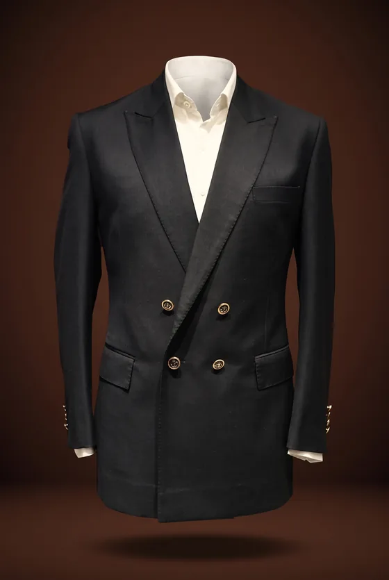 Classic Jacket, navy, double-breasted, peak lapel, metal buttons