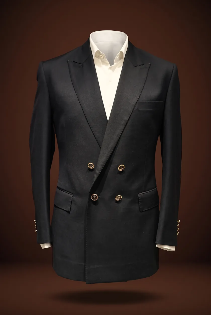 Classic Jacket, navy, double-breasted, peak lapel, metal buttons