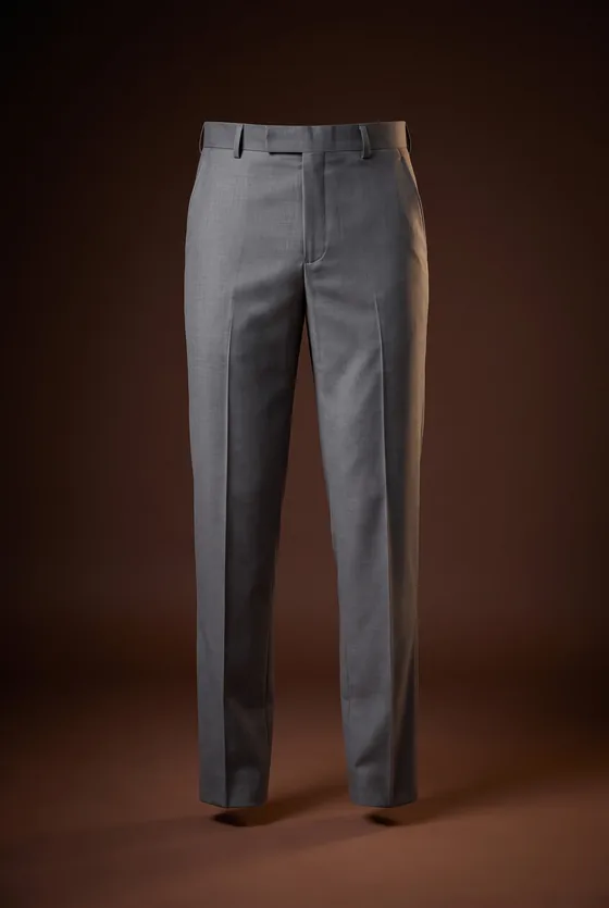 Classic Trouser, mid grey, slanting pockets, belt loops