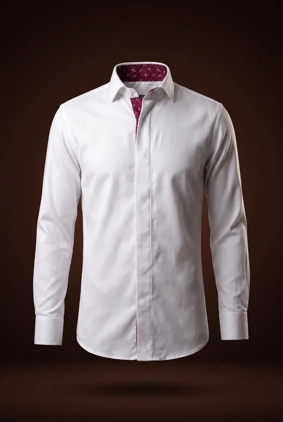 Kensington Shirt, white, english spread collar, printed facing