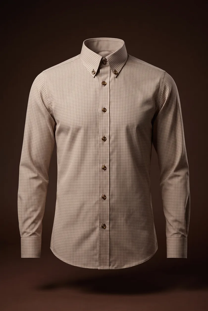 Oxford Shirt, brown check, button-down collar