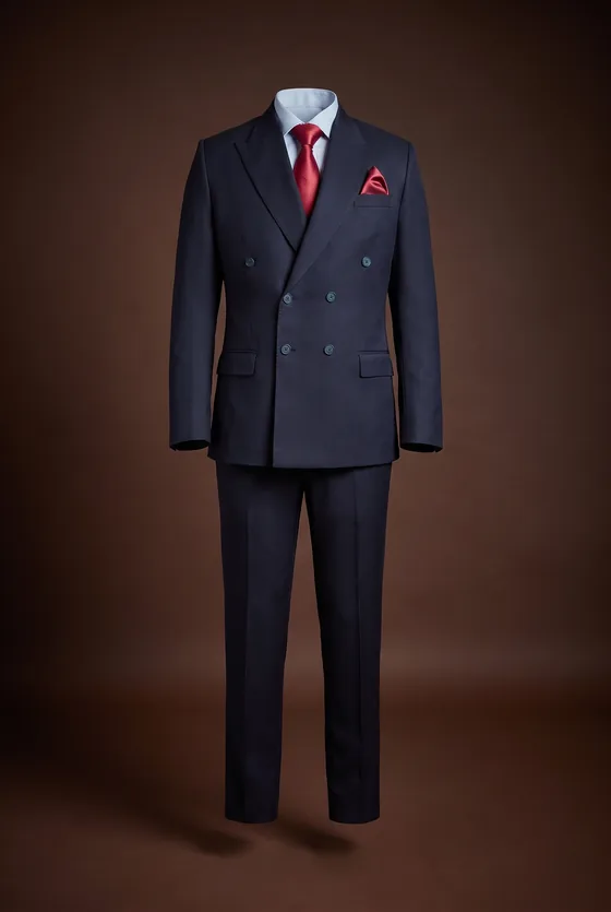 Prince Charles Suit, Navy, navy, double-breasted, peak lapel