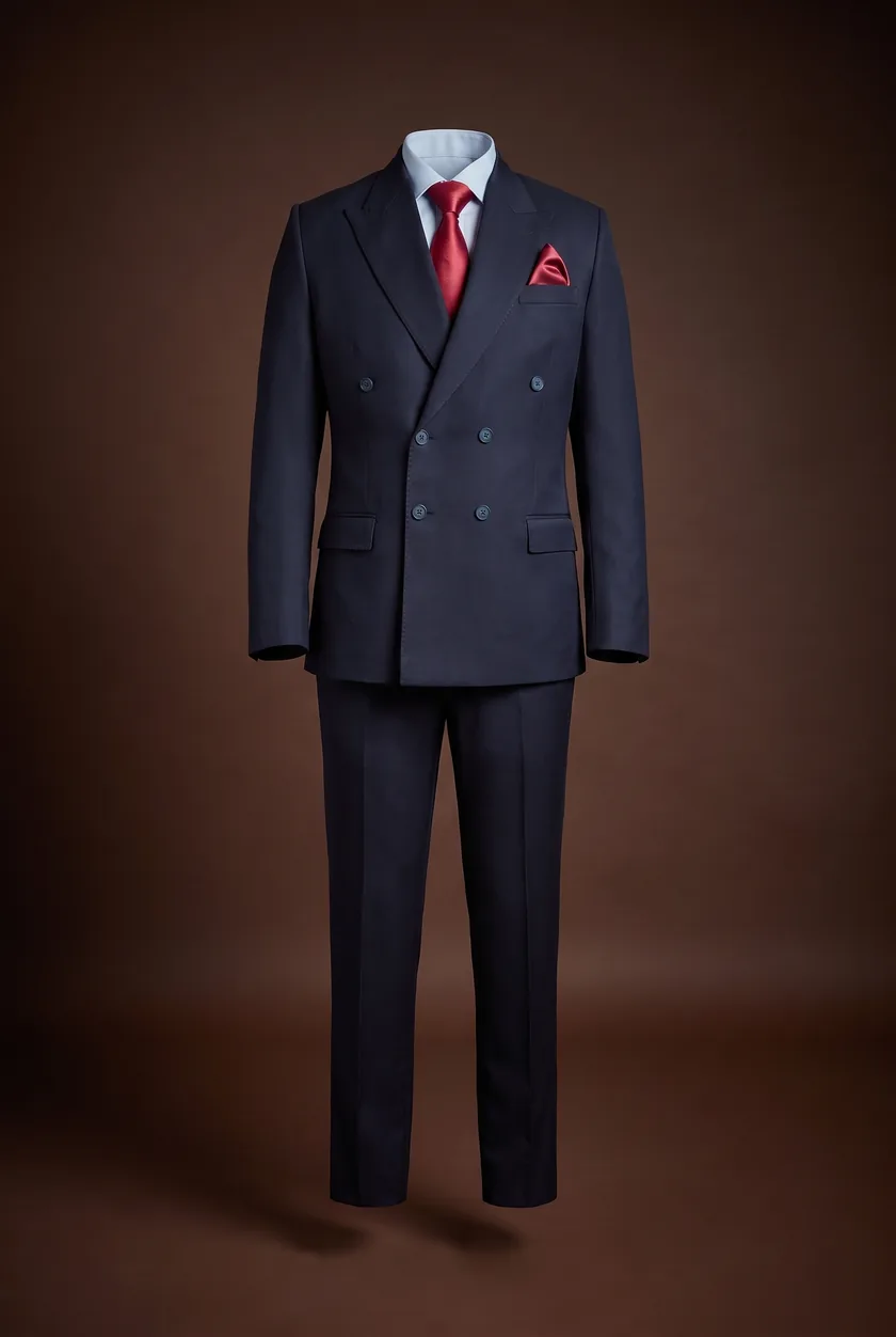 Prince Charles Suit, Navy, navy, double-breasted, peak lapel