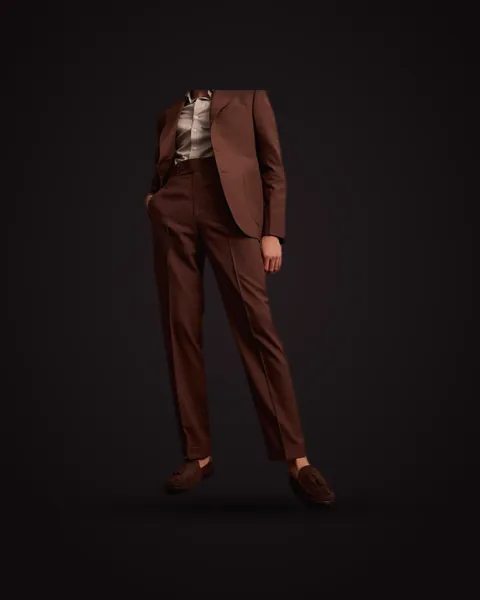 Single-breasted two-piece suit in chocolate