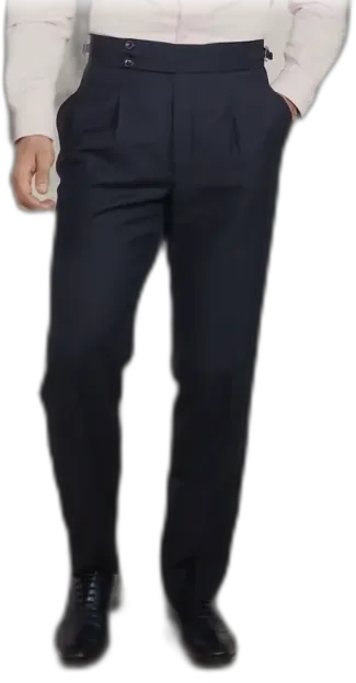 Pleated trousers in navy